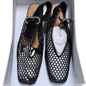 New Toga Pulla SSENSE Exclusive Black Loafers Mesh Heel Size 38 7.5